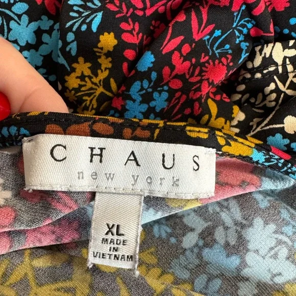 CHAUS PRETTY PRINT TOP w/PARTIAL ZIPPER  XLARGE     #T - Picture 7 of 8